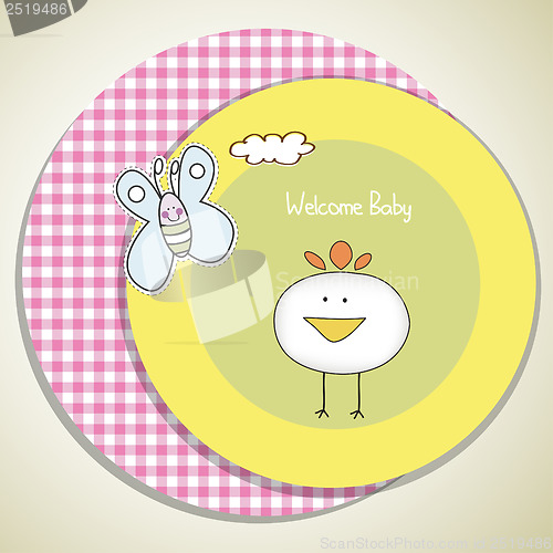 Image of new baby announcement card with chicken