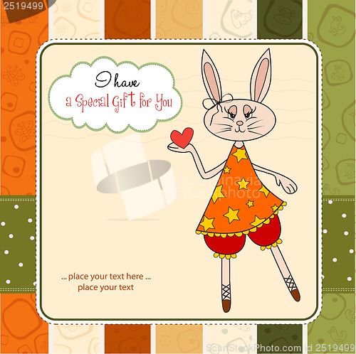 Image of cute little doe who gives her heart. romantic and funny love gre