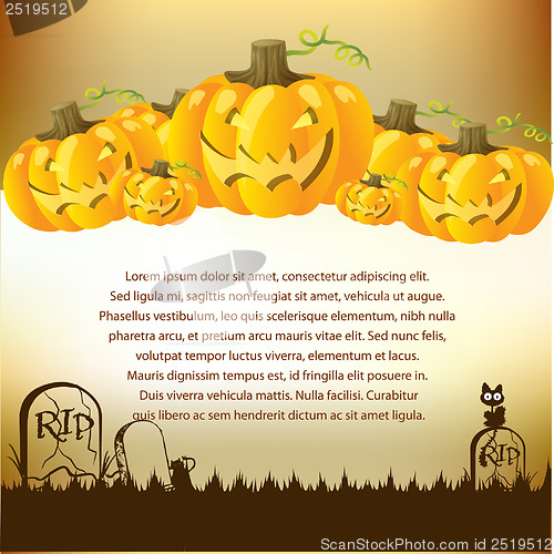 Image of Halloween Illustration with Pumpkins for invite cards