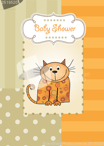 Image of new baby shower card with cat