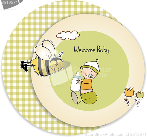 Image of new baby announcement card with kid