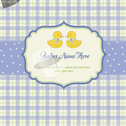 Image of delicate babies twins shower card