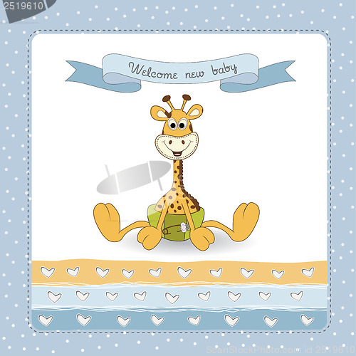 Image of baby shower card with baby giraffe