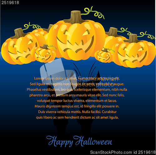 Image of Halloween Illustration with Pumpkins for invite cards