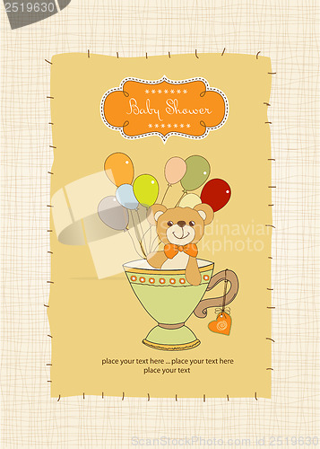 Image of baby shower card with cute teddy bear