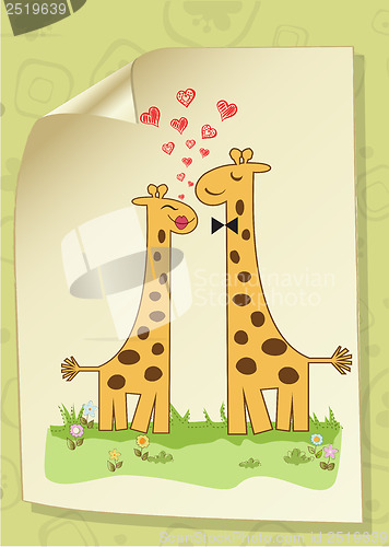 Image of Funny giraffe couple in love