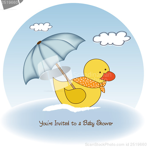 Image of baby  shower card with duck toy