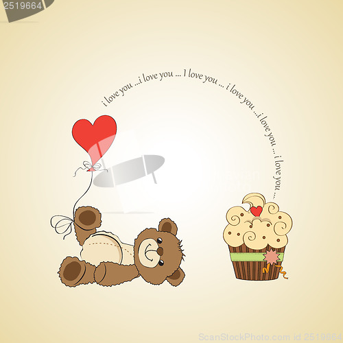 Image of cute love card with teddy bear