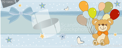 Image of baby shower card with cute teddy bear