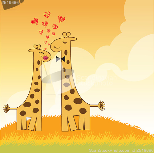 Image of Funny giraffe couple in love