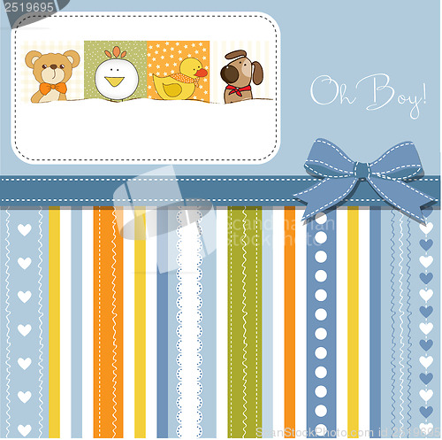 Image of baby shower card with funny animals