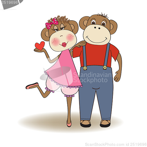 Image of monkeys couple in love