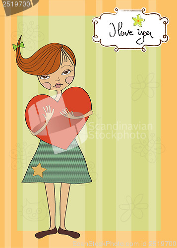Image of romantic young girl with big heart