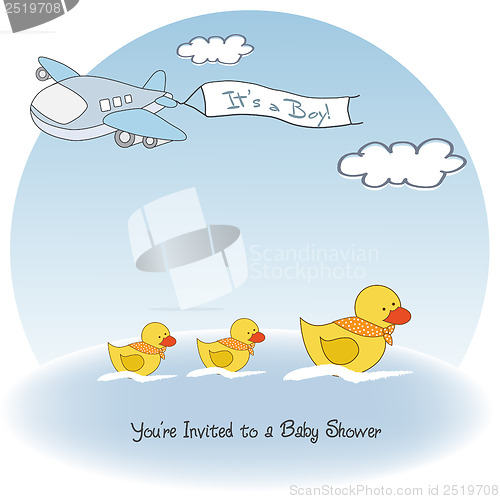 Image of baby boy announcement card with airplane