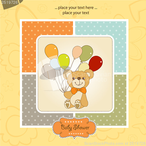 Image of baby shower card with cute teddy bear