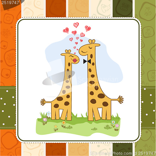 Image of Funny giraffe couple in love