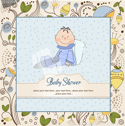 Image of new baby announcement card with little baby