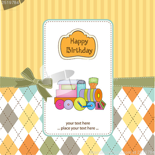 Image of baby  shower card with toy train