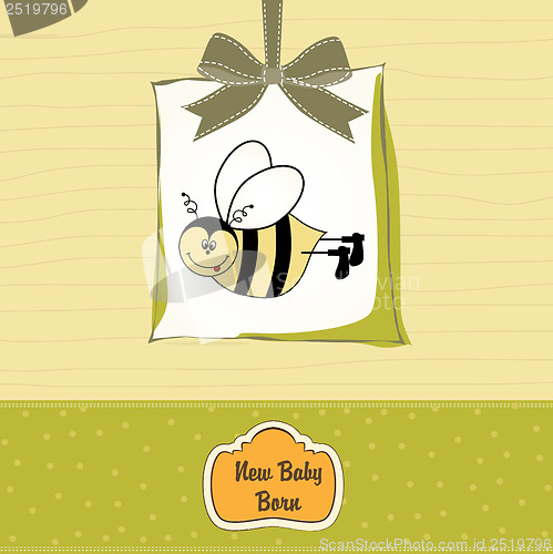 Image of baby shower card with funny little bee