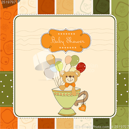 Image of baby shower card with cute teddy bear