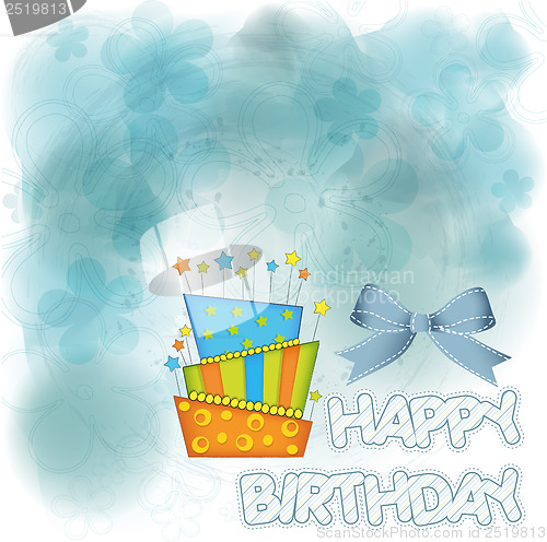 Image of vector big birthday cake with burning candles