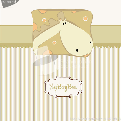 Image of new baby announcement card with giraffe