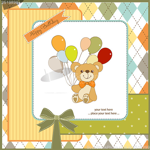 Image of baby shower card with cute teddy bear