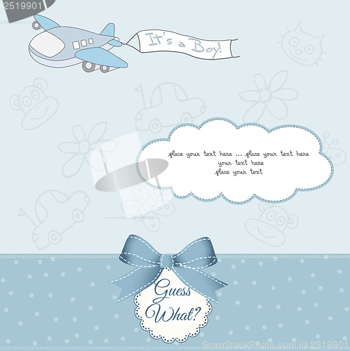 Image of baby boy announcement card with airplane