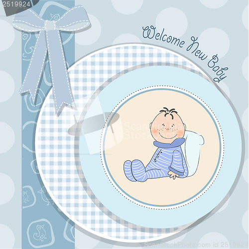 Image of  baby announcement card with little baby