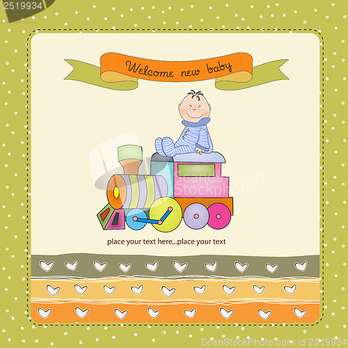 Image of baby  shower card with toy train