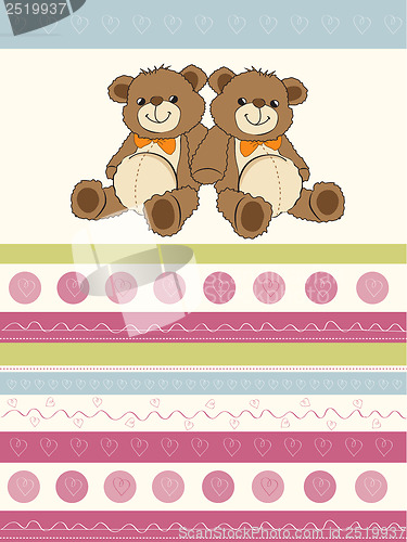 Image of card with a twins teddy bears