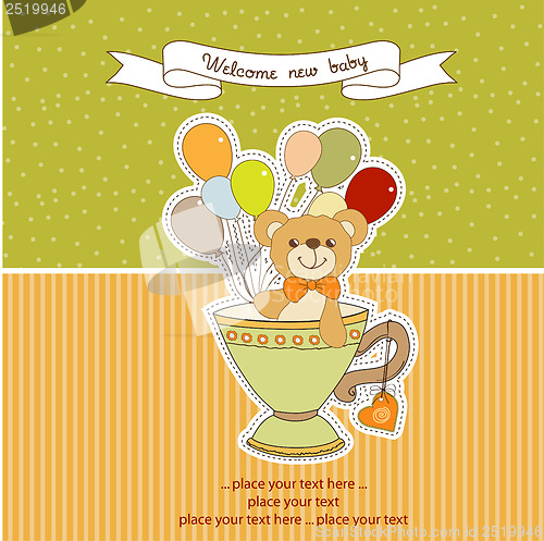 Image of baby shower card with cute teddy bear