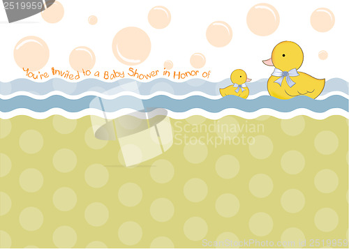 Image of baby shower card with duck toys