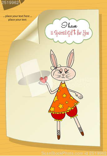 Image of cute little doe who gives her heart. romantic and funny love gre