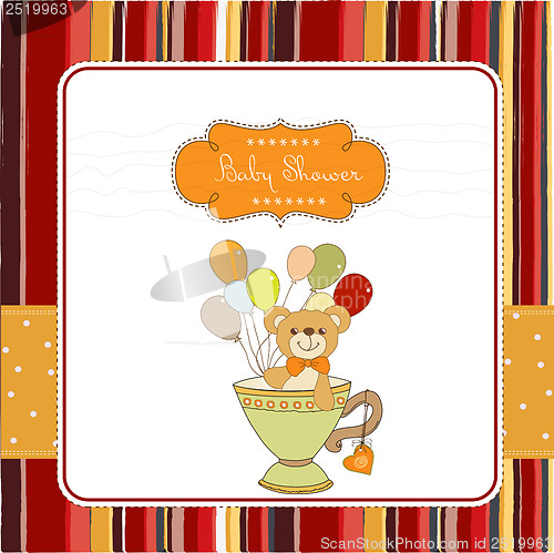 Image of baby shower card with cute teddy bear