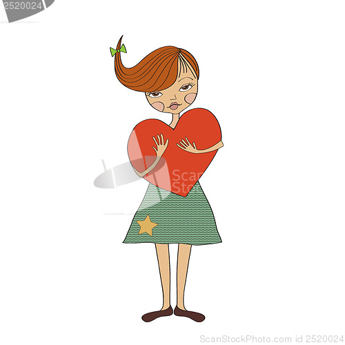 Image of romantic young girl with big heart