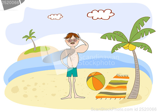 Image of muscle man on the beach