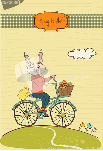 Image of Easter bunny with a basket of Easter eggs
