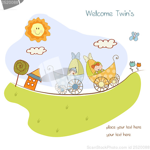 Image of baby twins shower announcement card