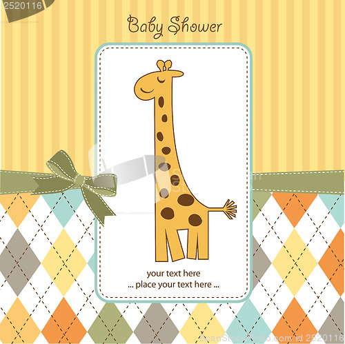 Image of new baby announcement card with giraffe