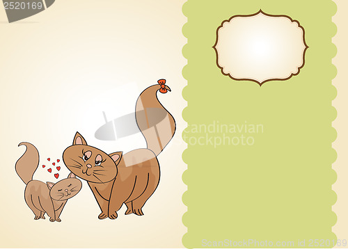 Image of new baby kitten with his mother