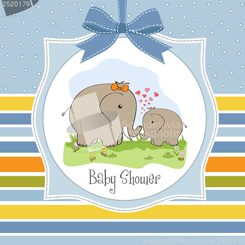 Image of baby shower card with baby elephant and his mother