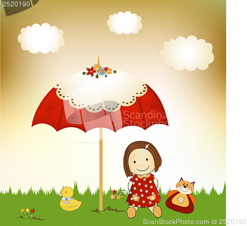 Image of new baby invitation with umbrella