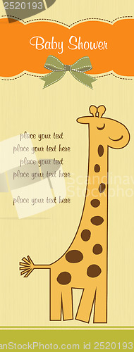 Image of new baby announcement card with giraffe