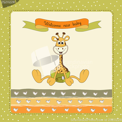 Image of baby shower card with baby giraffe
