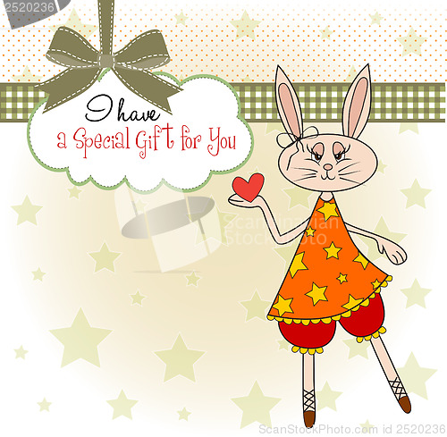 Image of cute little doe who gives her heart. romantic and funny love gre