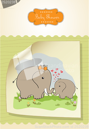 Image of baby shower card with baby elephant and his mother
