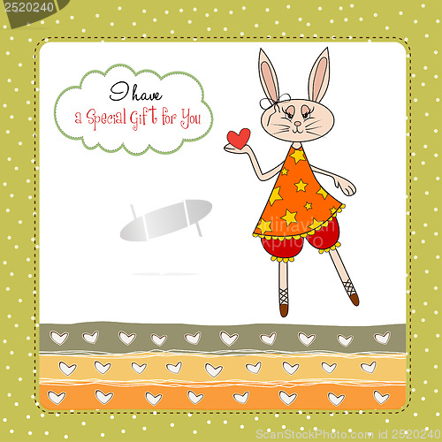 Image of cute little doe who gives her heart. romantic and funny love gre