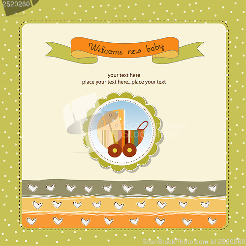 Image of baby shower card with cute stroller