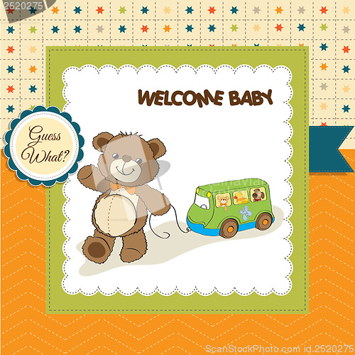 Image of baby shower card with cute teddy bear